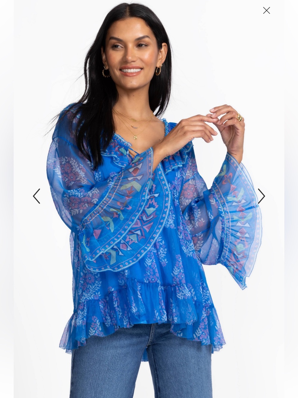 New Johnny Was Gal Ruffle Tie Blouse- Carolyne